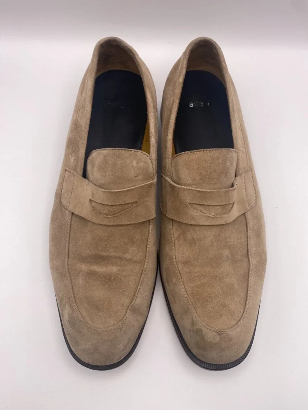 Hugo Boss Men's Italian-Made Suede Loafers With Penny Trim Sz 8